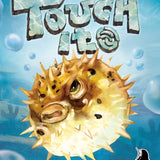 Cover of 'Touch It' marine life game with a pufferfish illustration and bubbles on a blue background.