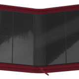 Red wallet with a black interior on a white background