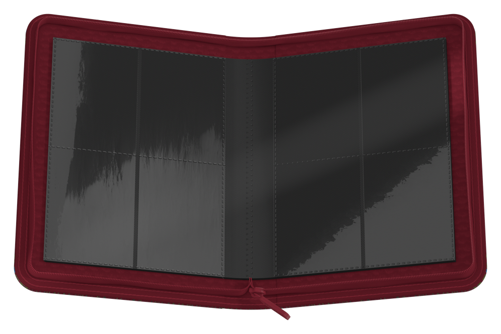 Red wallet with a black interior on a white background