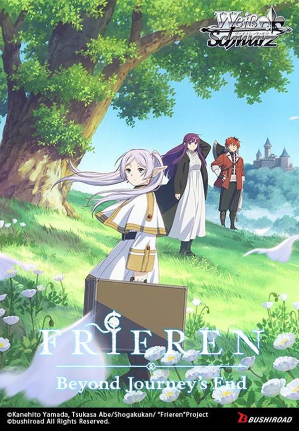 Anime-style cover with characters under a tree, featuring the title 'Frieren: Beyond Journey's End'.