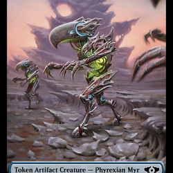 Phyrexian Myr // Wrenn and Realmbreaker Emblem Double-Sided Token [March of the Machine Tokens]