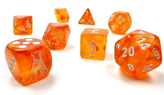Lab Dice  Blood Orange/white Luminary™ 7-Die Set