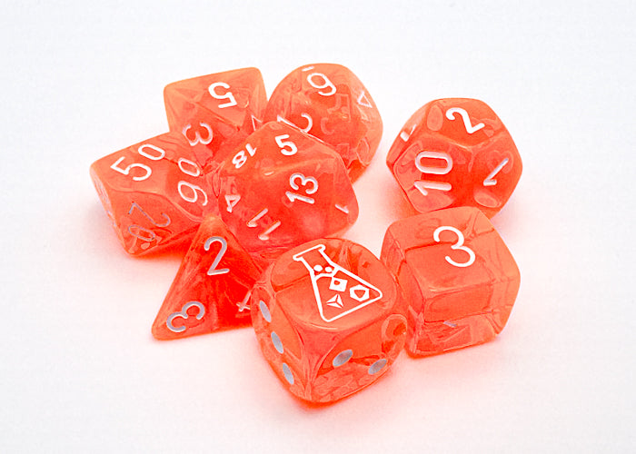 Lab Dice  Neon Orange/white 7-Die Set