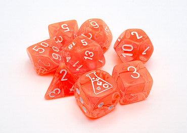 Lab Dice  Neon Orange/white 7-Die Set