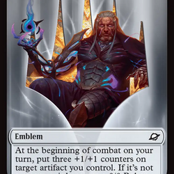 Robot // Emblem - Tezzeret, Cruel Captain Double-Sided Token [Edge of Eternities Tokens]