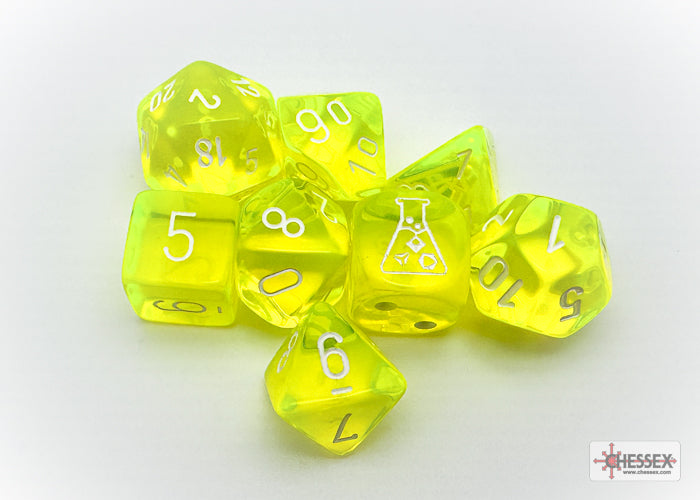 Lab Dice  Neon Yellow/white 7-Die Set