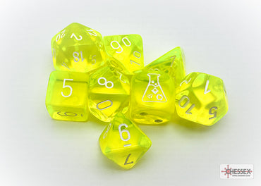 Lab Dice  Neon Yellow/white 7-Die Set