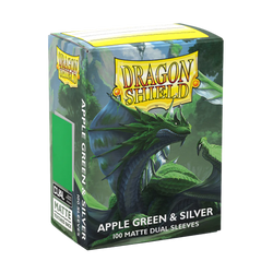 DRAGON SHIELD SLEEVES DUAL MATTE APPLE GREEN AND SILVER 100CT