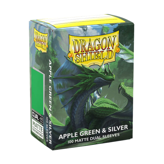 DRAGON SHIELD SLEEVES DUAL MATTE APPLE GREEN AND SILVER 100CT