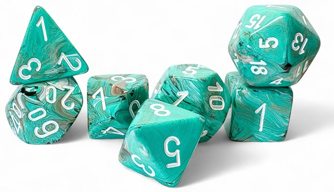 MARBLE 7-DIE SET MEGA-HEDRAL OXI- COPPER/WHITE