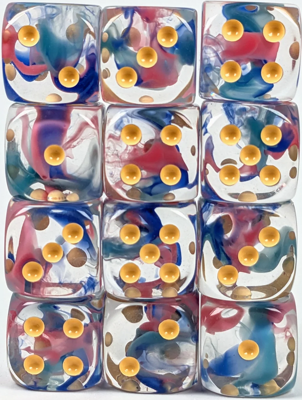 SET OF 12D6 PIPS DICE CORAL REEF
