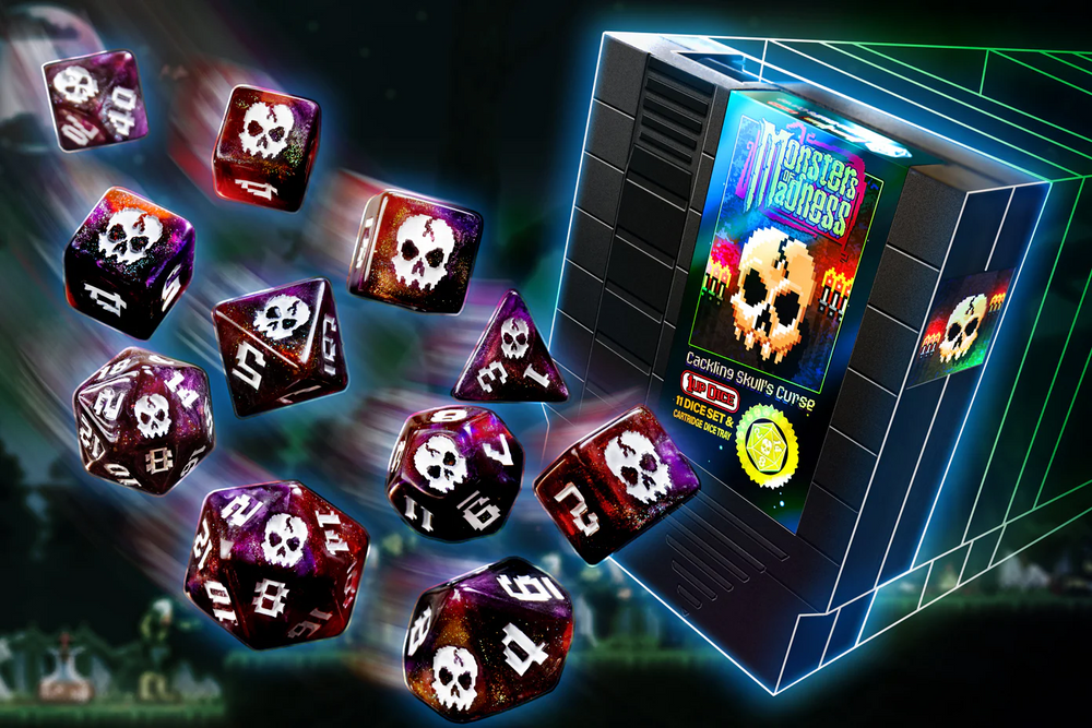 1UP-DICE CACKLING SKULL POLYHEDRAL DICE SET