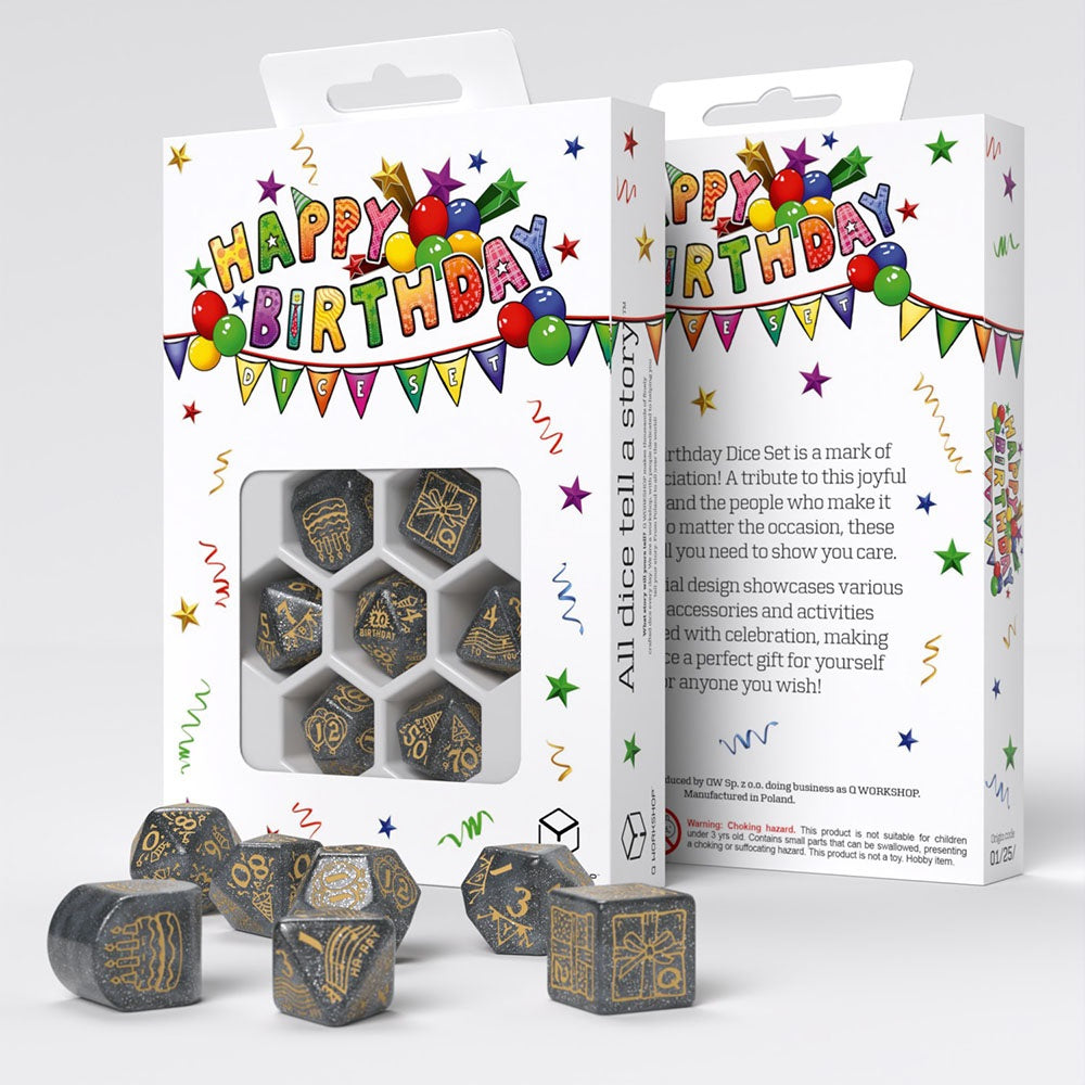 HAPPY BIRTHDAY DICE SET CONFETTI