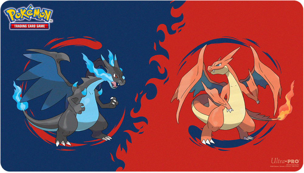 UP PLAYMAT POKEMON MEGA CHARIZARD X & MEGA CHARIZARD Y