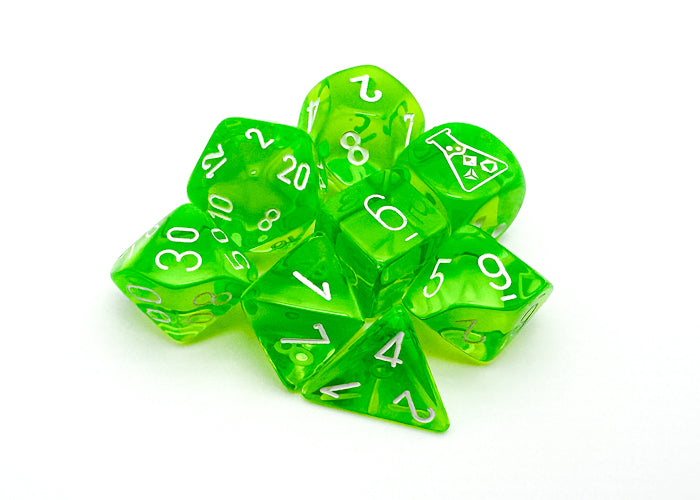 Lab Dice  Rad Green/white 7-Die Set