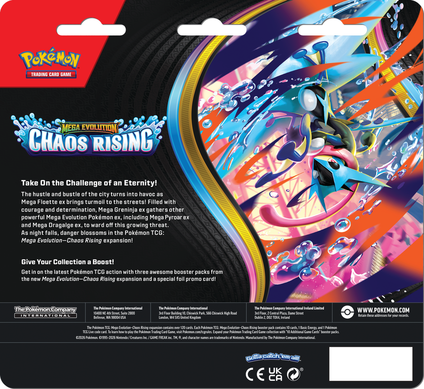 POKEMON ME04 CHAOS RISING 3PK BLISTER