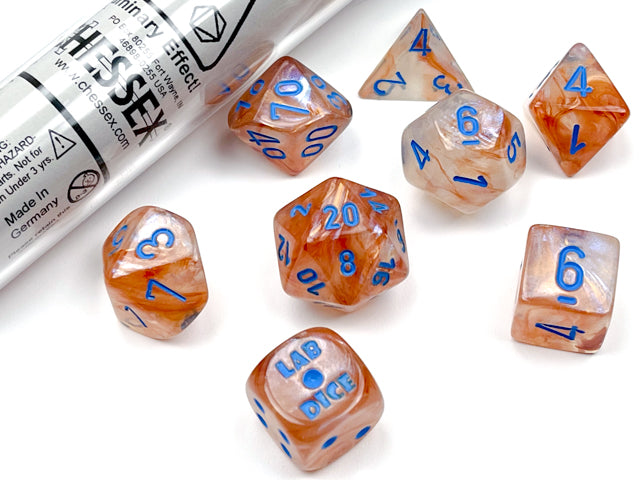 Lab Dice  Rose Gold/light blue Luminary™ 7-Die Set