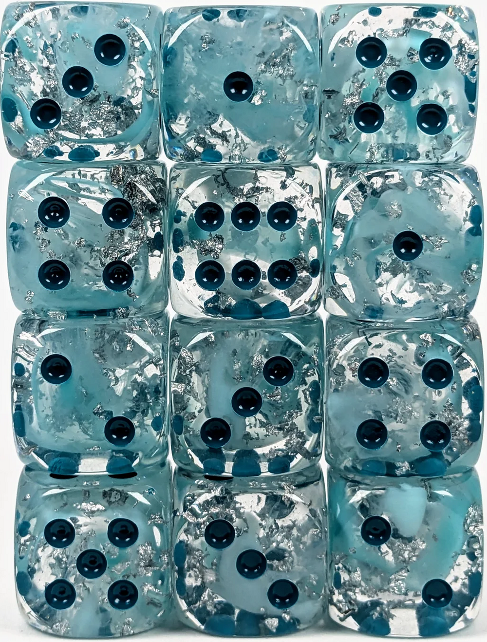 SET OF 12D6 PIPS DICE ARCTIC BLAST