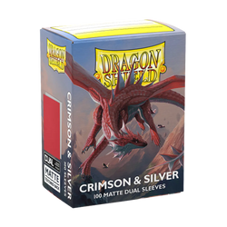 DRAGON SHIELD SLEEVES DUAL MATTE CRIMSON AND SILVER 100CT